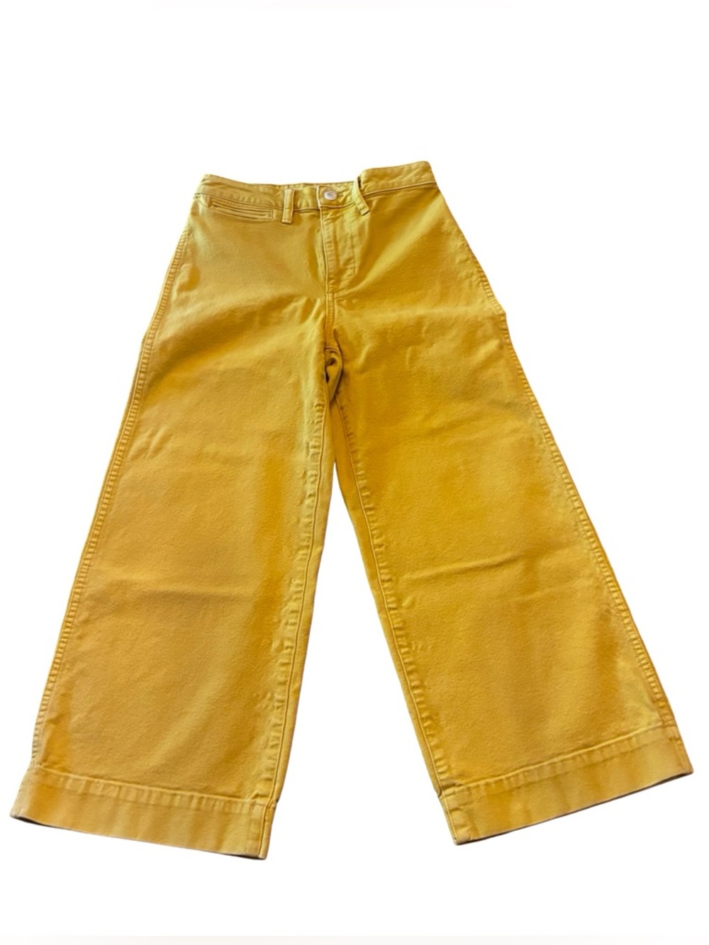 MADEWELL Emmett Slim Wide-Leg Cropped Pants in Mustard Yellow, Size 26.